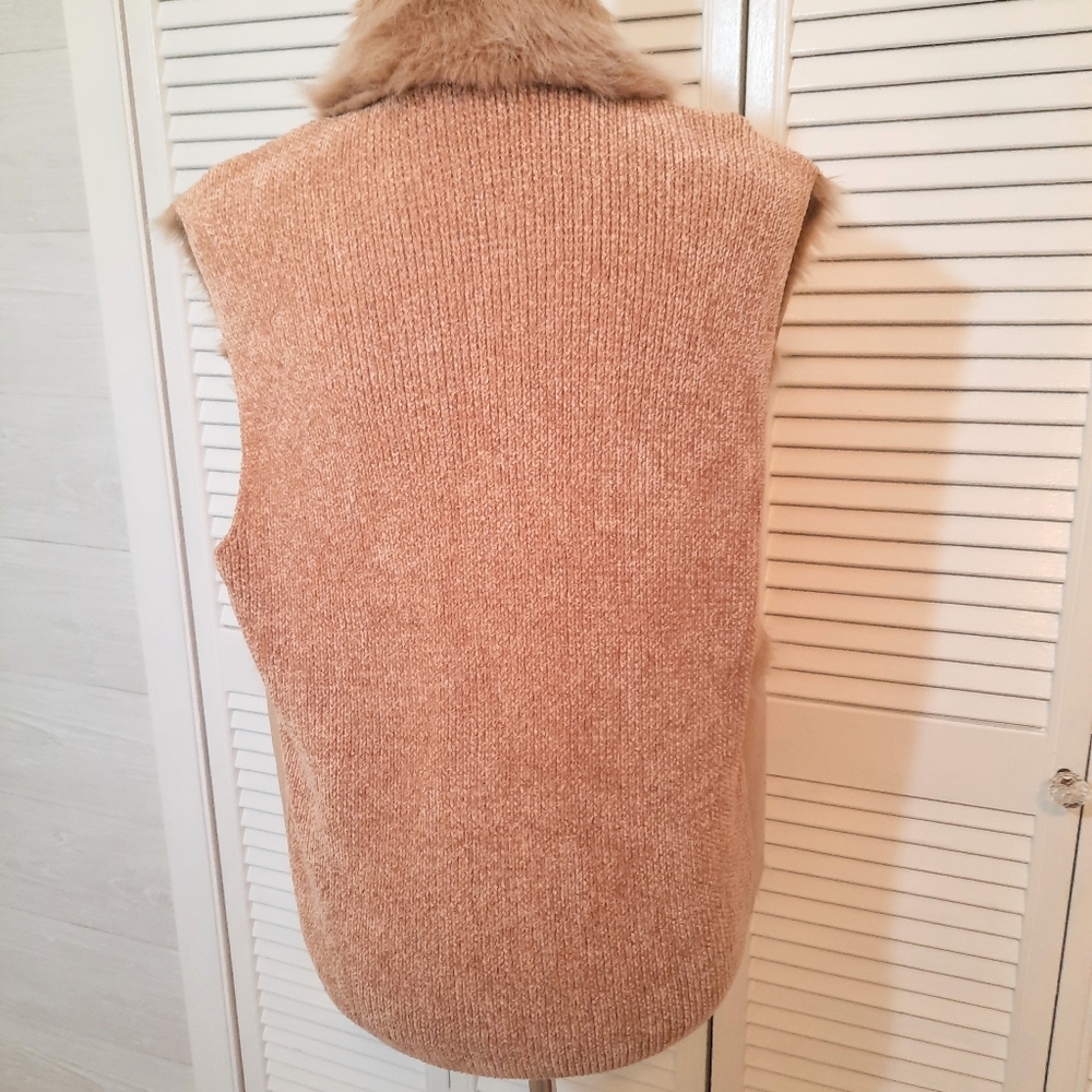 lisa International faux fur suede vest LG - Picture 4 of 6